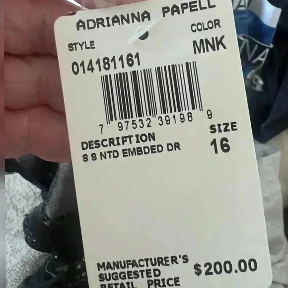 Adrianna Papell Short Sleeve Embroidered Sheath Dress New With Tag - Picture 3 of 4